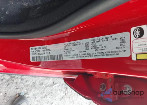 2022 Ram 1500 Laramie 4X4 5'7 Box z USA, uszkodzony, nr VIN 1C6SRFJT4NN481785